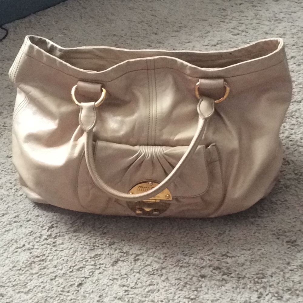 Authentic Miu Miu cracked leather tote